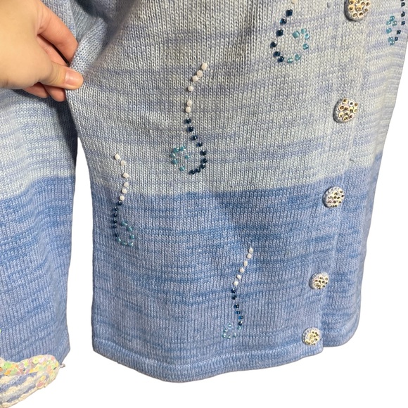 Storybook Knits Sparkling Seahorses Cardigan XS Sweater Sequin Beaded Crochet - Picture 8 of 14